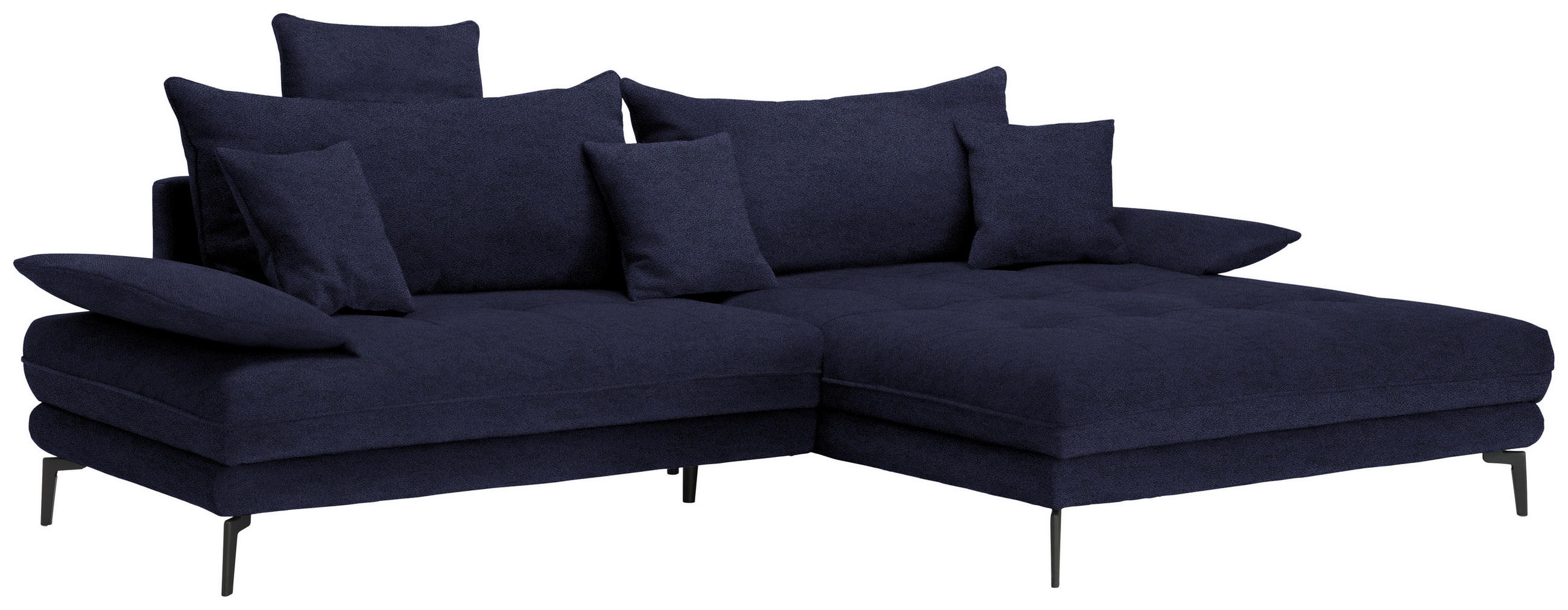 ECKSOFA PRATO Schwarz Flachgewebe  - Schwarz, MODERN, Textil/Metall (292/176cm) - MID.YOU