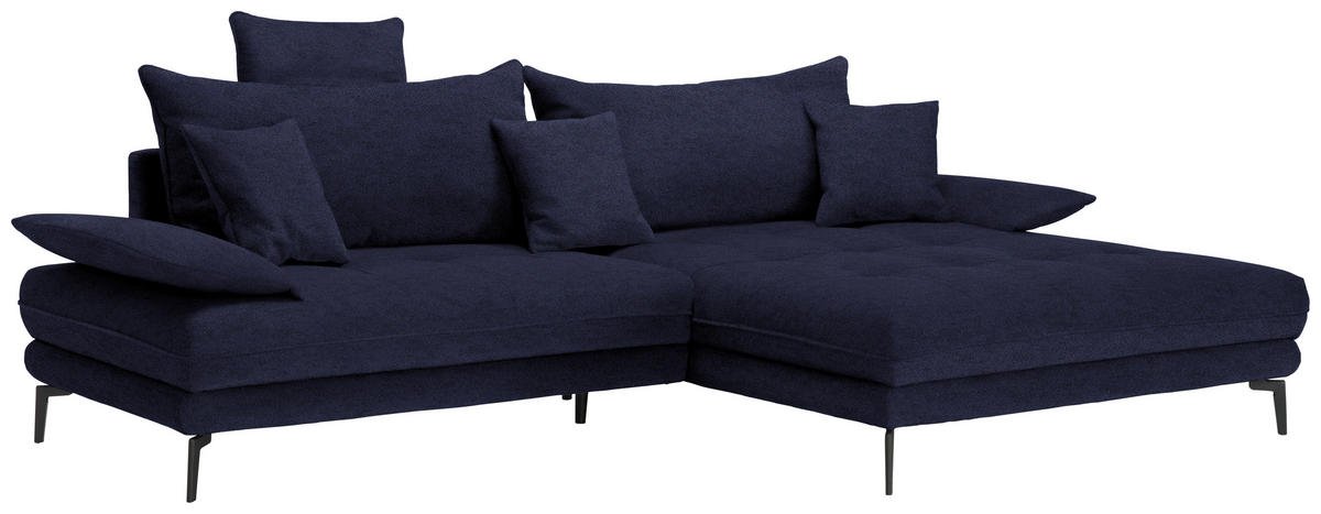 ECKSOFA PRATO Schwarz Flachgewebe  - Schwarz, MODERN, Textil/Metall (292/176cm) - MID.YOU