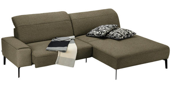 ECKSOFA  in Mikrofaser Khaki  273/203 cm  - Khaki/Schwarz, Design, Textil/Metall (273/203cm) - Johann Jakob