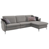 ECKSOFA Chenille Grau, Weiss  - Weiss/Grau, Modern, Textil/Metall (233/179cm) - Livetastic