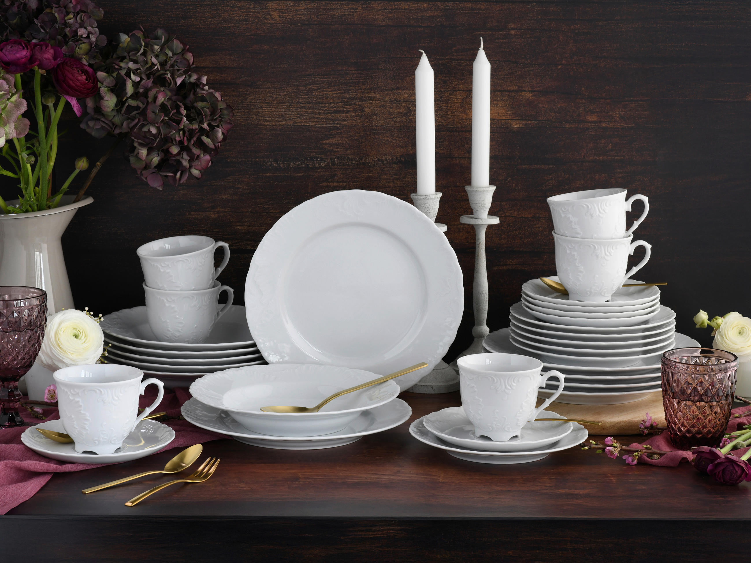 KOMBISERVICE Weiß Rokoko weiss 30-teilig 6 Personen  - Weiß, Basics, Keramik - Creatable