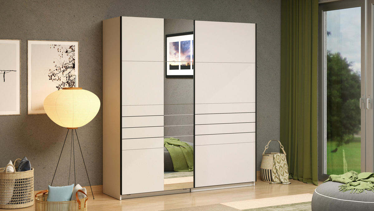 SKRIŇA S POS. DVER. – HOR.VED, kašmírová, 195/217,5/61 cm - čierna/kašmírová, Basics, kov/kompozitné drevo (195/217,5/61cm) - Xora