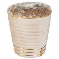 HOCKER Struktur Taupe, Goldfarben  - Taupe/Goldfarben, Design, Textil (42/50cm) - Kayoom