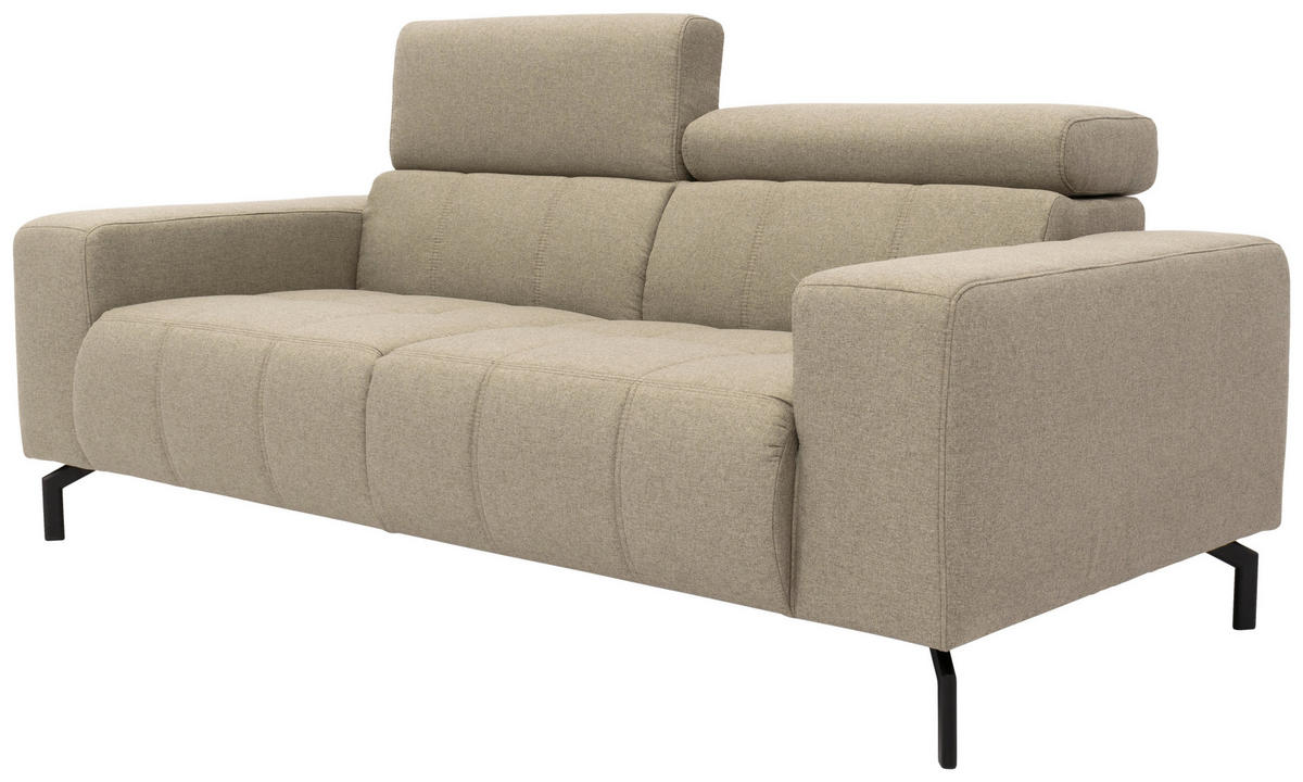 2-SITZER-SOFA Webstoff Schlammfarben  - Schlammfarben/Schwarz, Design, Textil/Metall (208/79/104cm) - MID.YOU