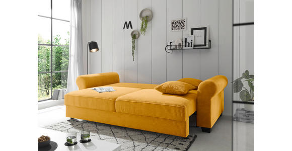 SCHLAFSOFA in Cord Gelb  - Gelb/Schwarz, KONVENTIONELL, Kunststoff/Textil (247/95/125cm) - Hom`in