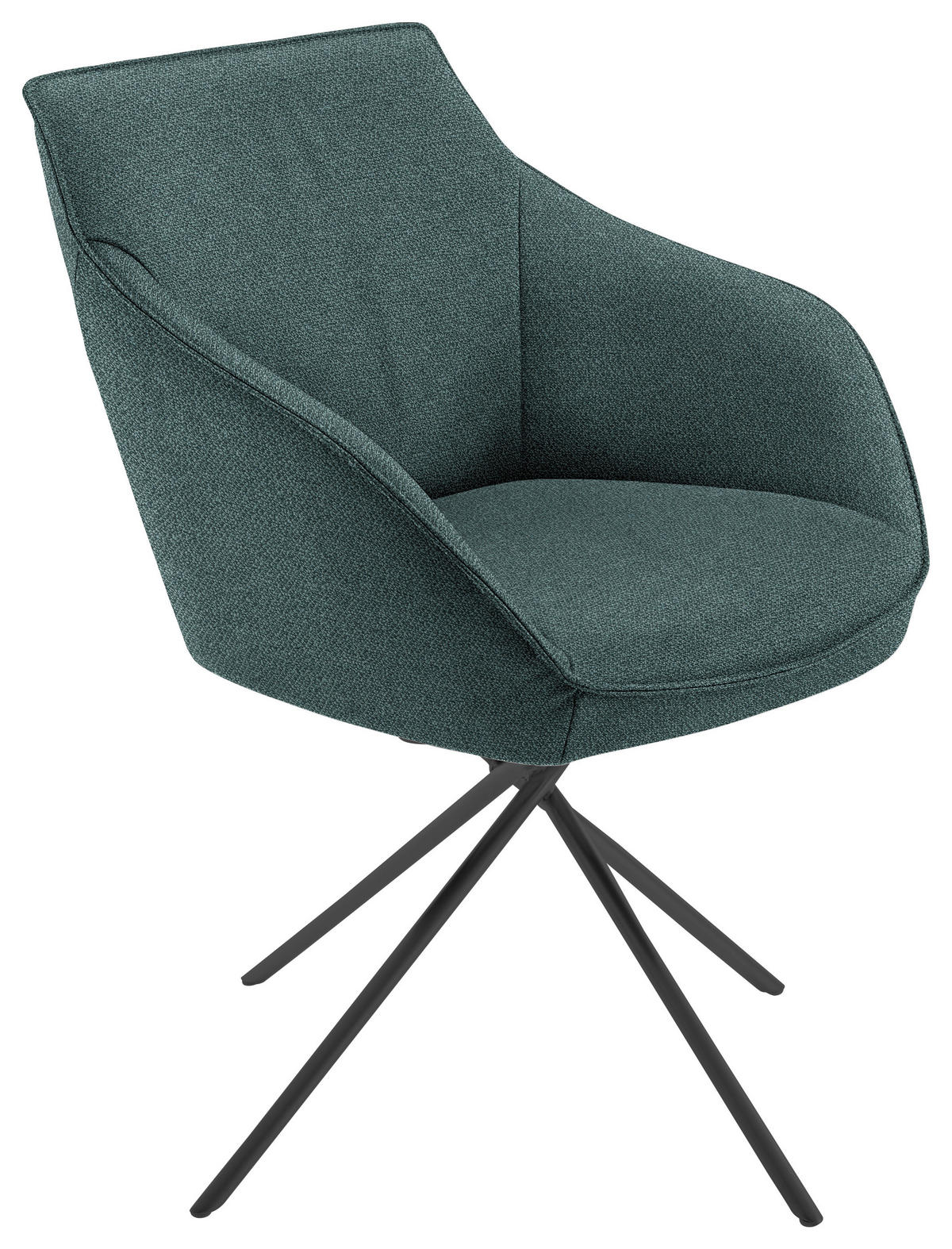ARMLEHNSTUHL Nickel Flachgewebe  - Petrol/Schwarz, Design, Textil/Metall (60/84/67cm) - Koinor