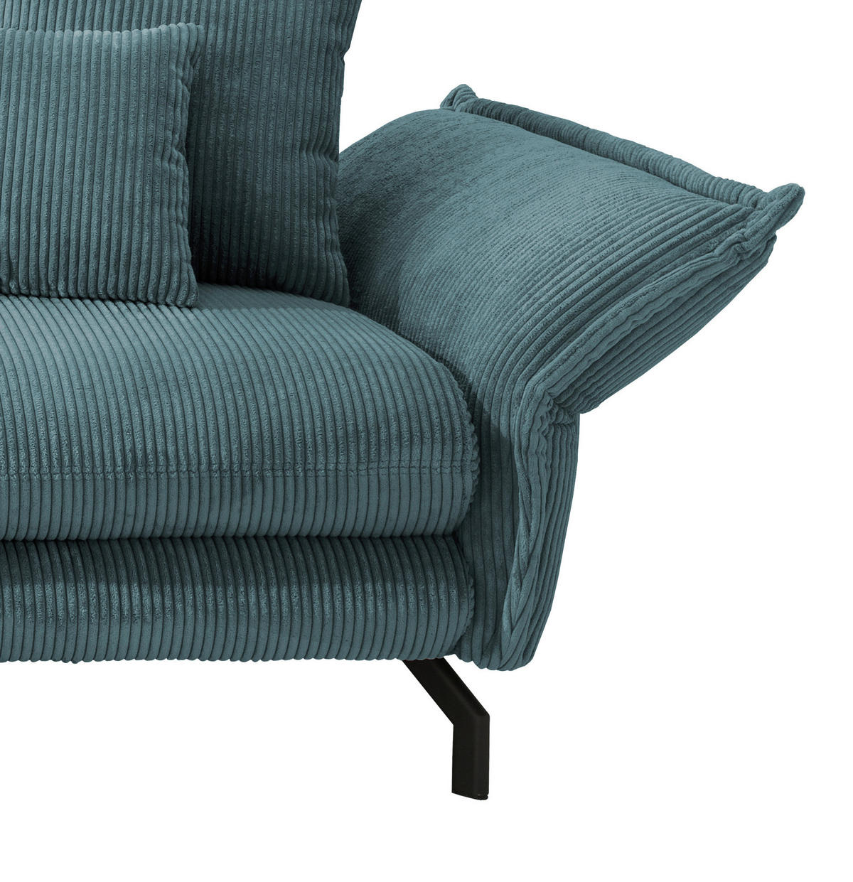 ECKSOFA in Cord Petrol  - Petrol/Schwarz, Modern, Textil/Metall (180/255cm) - Livetastic