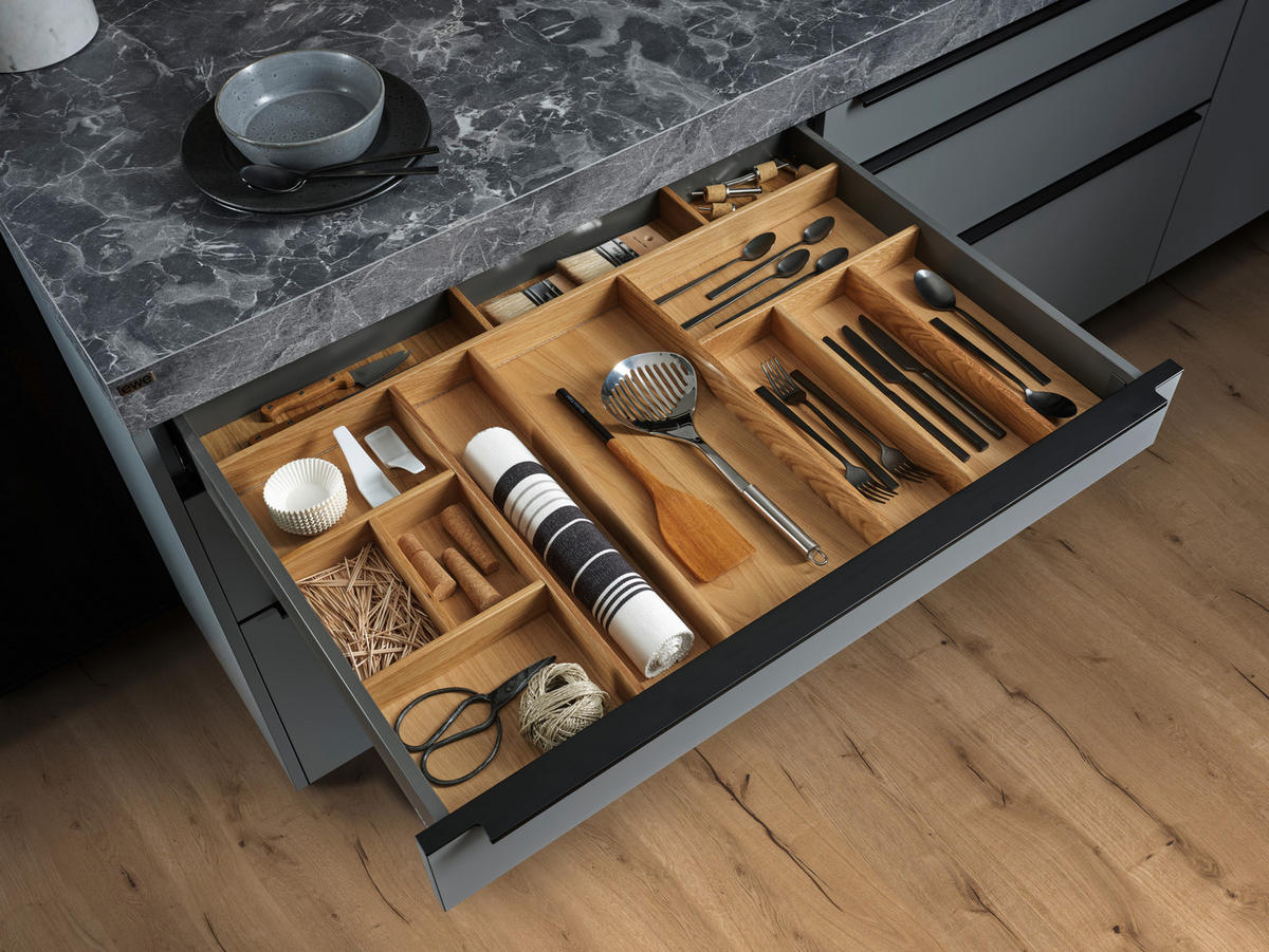 EINBAUKÜCHE   - Grau, Design, Holzwerkstoff - EWE