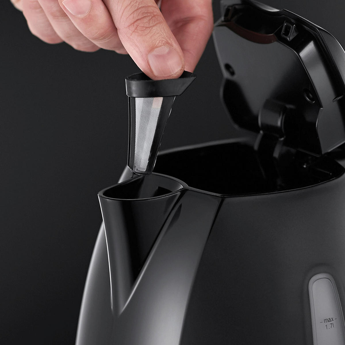 WASSERKOCHER Textures Plus 22591-70 1.7 l  - Schwarz, Basics, Kunststoff (16,0/23,8/20,8cm) - Russel Hobbs