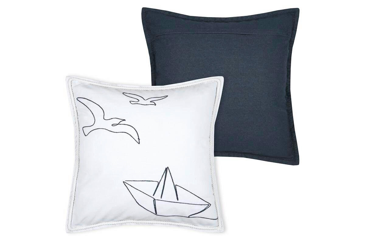 OKRASNA BLAZINA  Amiral 50/50/10 cm            - bela/temno modra, Basics, tekstil (50/50/10cm)