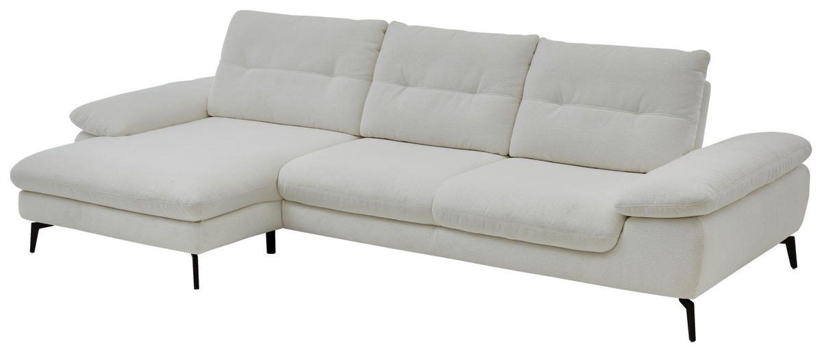 ECKSOFA  in Flachgewebe Weiß  168/303 cm  - Schwarz/Weiß, Design, Textil/Metall (168/303cm) - Valdera