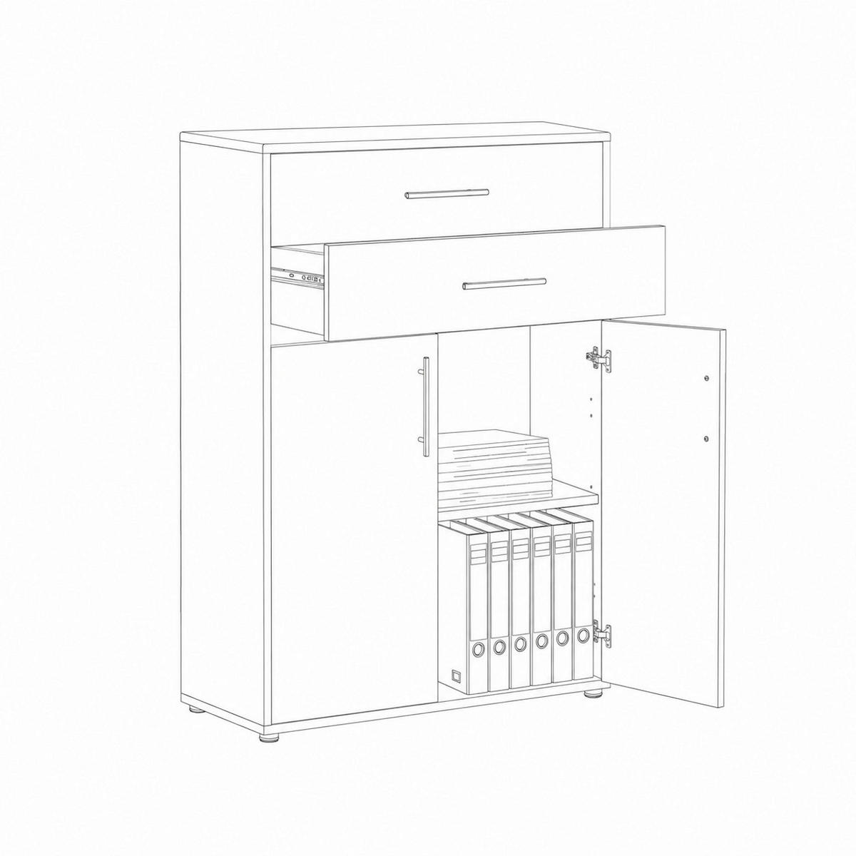 AKTENSCHRANK 84,4/113,6/33 cm  - Weiß Hochglanz/Anthrazit, LIFESTYLE, Holzwerkstoff (84,4/113,6/33cm) - MID.YOU