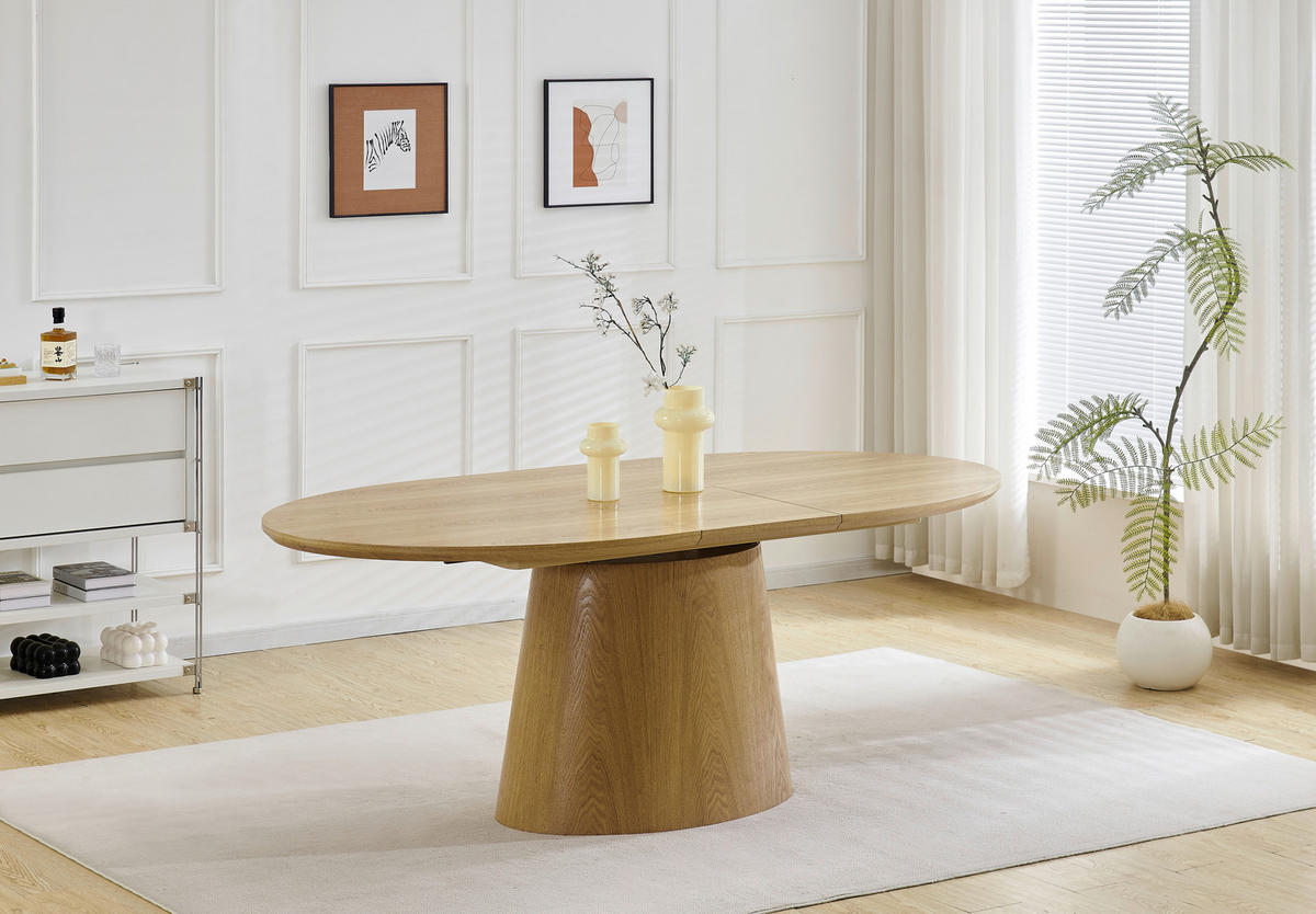 ESSTISCH 160/200/100/76 cm Echtholz  Holz, Holzwerkstoff ausziehbar oval Eichefarben  - Eichefarben, MODERN, Holz/Holzwerkstoff (160/200/100/76cm) - Livetastic
