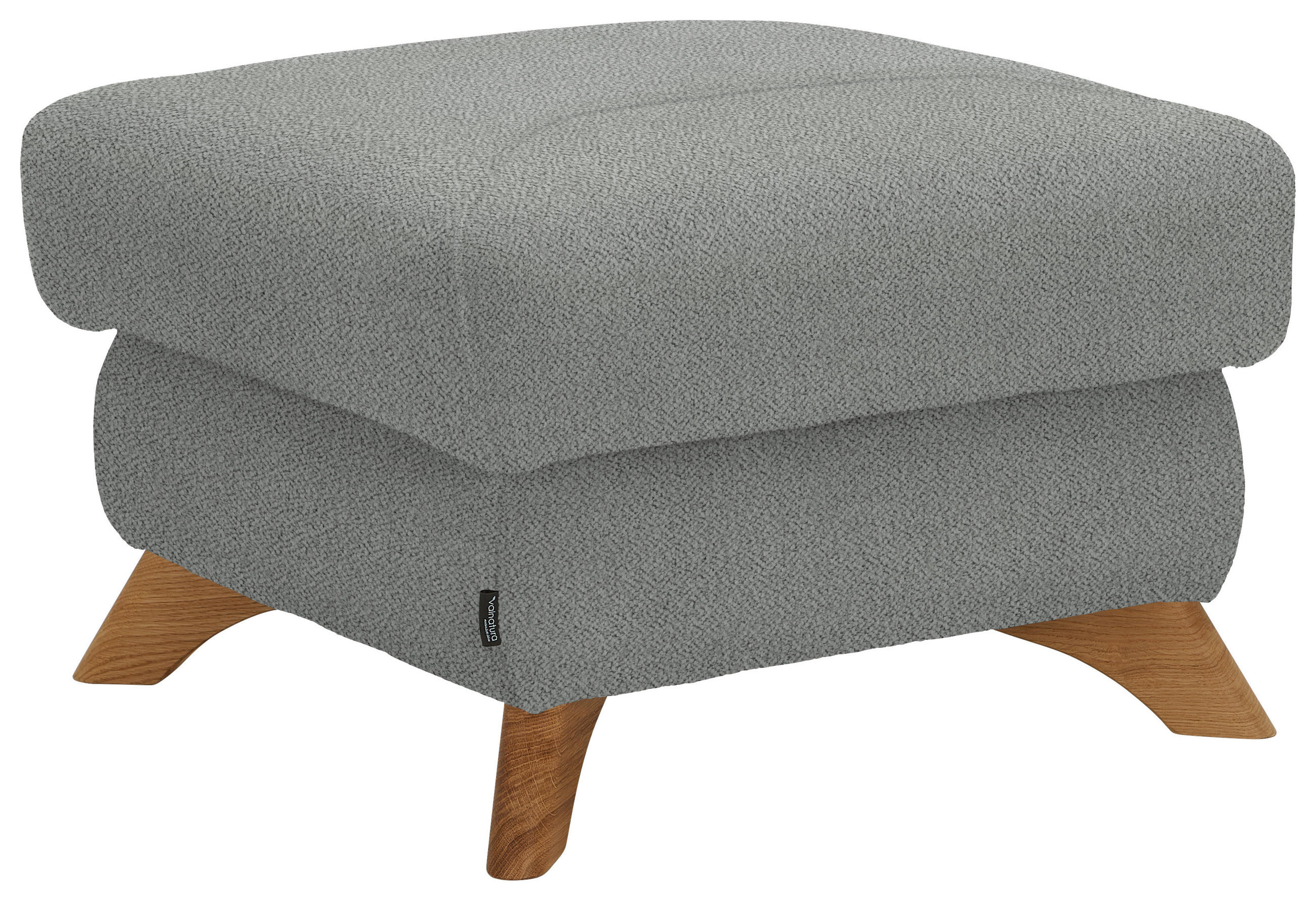 HOCKER in Textil Hellgrau  - Eichefarben/Hellgrau, Modern, Holz/Textil (65/47/65cm) - Valnatura