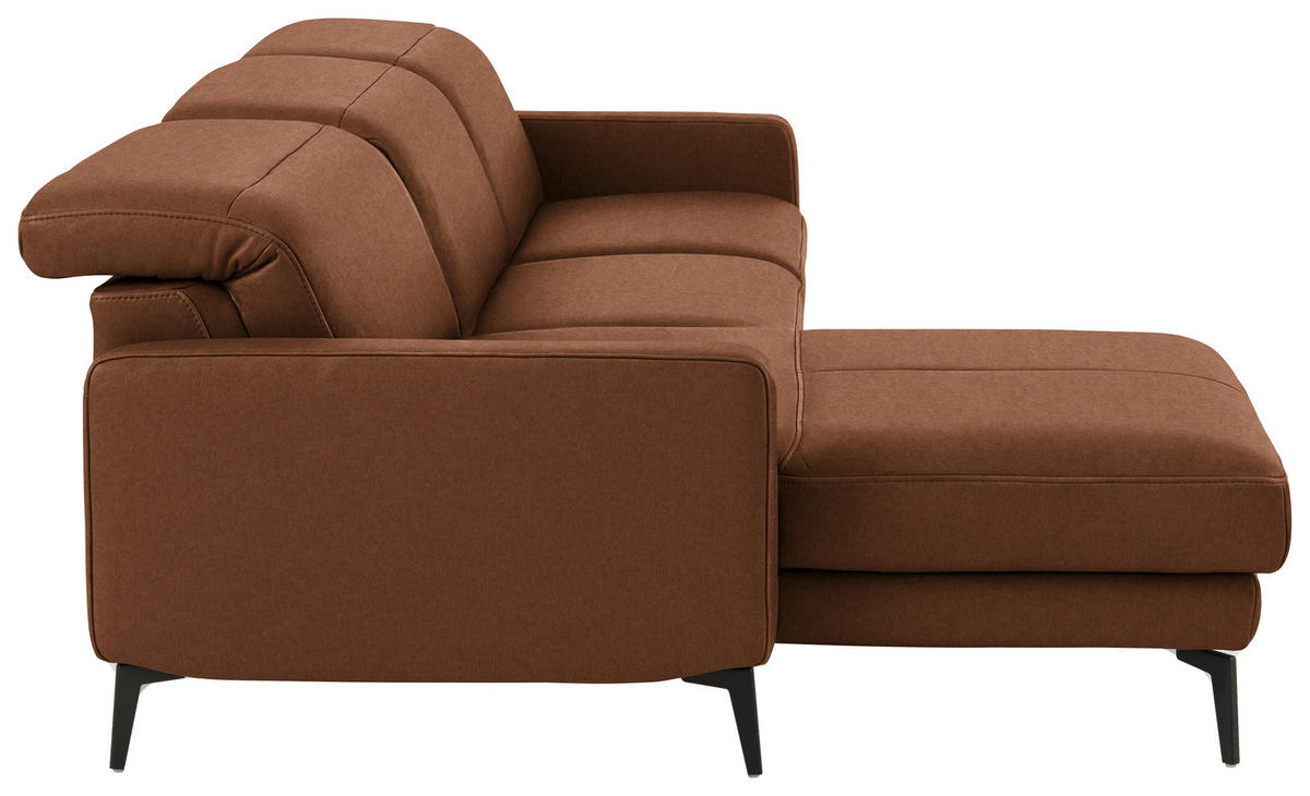 ECKSOFA  Echtleder Cognac  - Cognac/Schwarz, Design, Leder/Metall (179/323cm) - Dieter Knoll