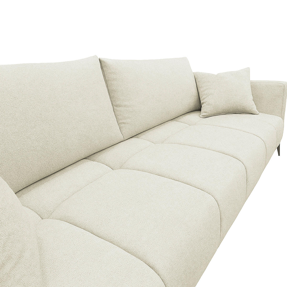 SCHLAFSOFA GRANDE in Chenille Beige  - Beige/Schwarz, Design, Textil/Metall (238/83/98cm) - MID.YOU