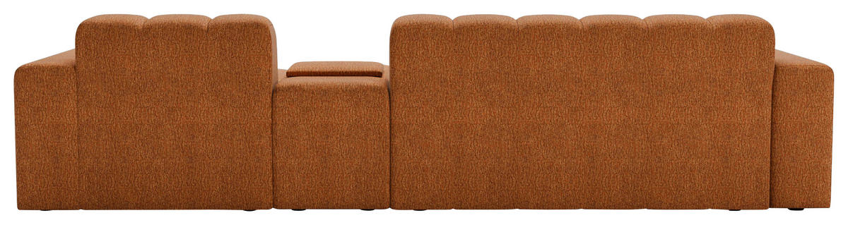 ECKSOFA Rostfarben Chenille Stauraum, Getränkehalter  - Rostfarben/Schwarz, MODERN, Kunststoff/Textil (299/150cm) - Milino