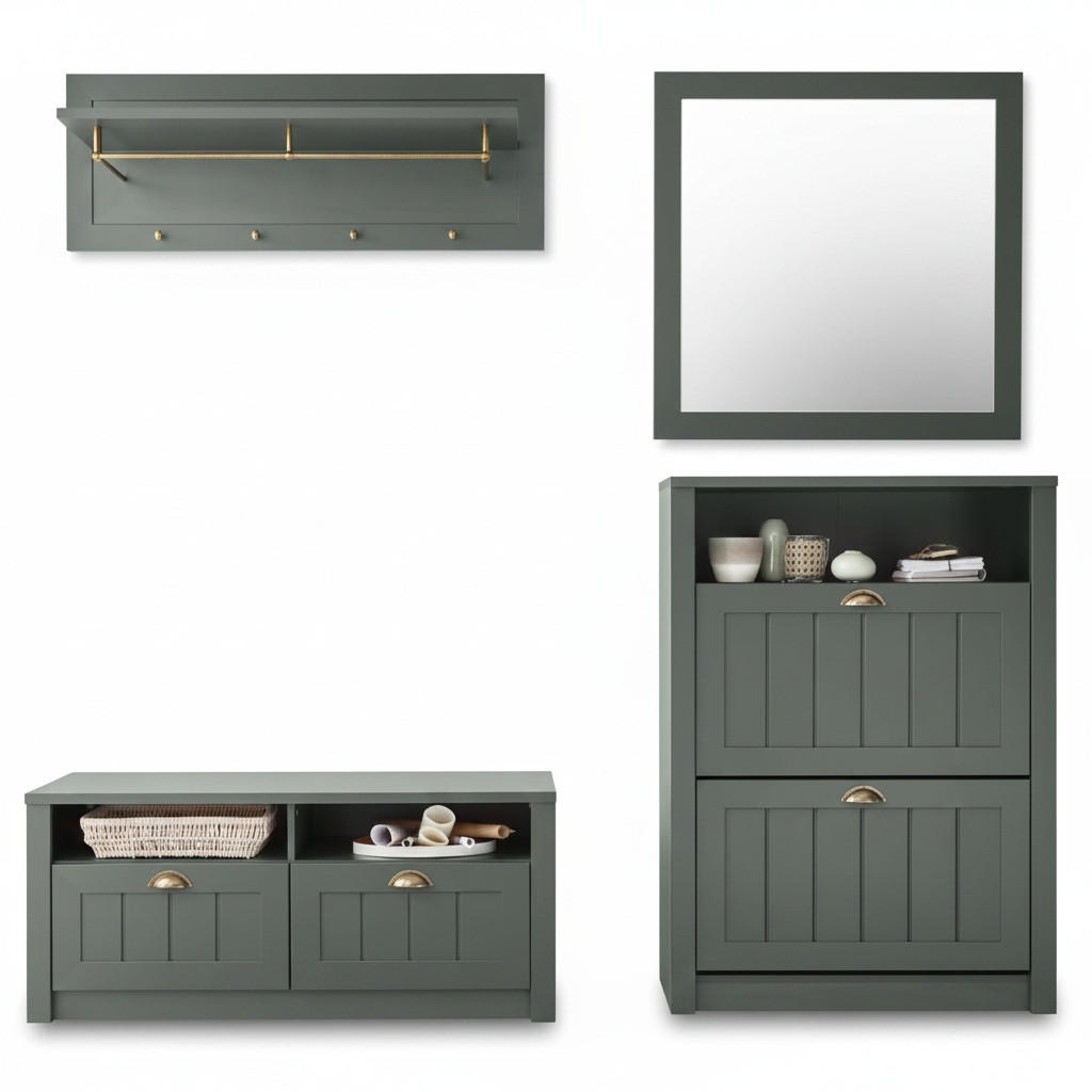 GARDEROBE 4-teilig  in 213/198/43 cm  - Grün, Design, Holzwerkstoff (213/198/43cm) - Modante