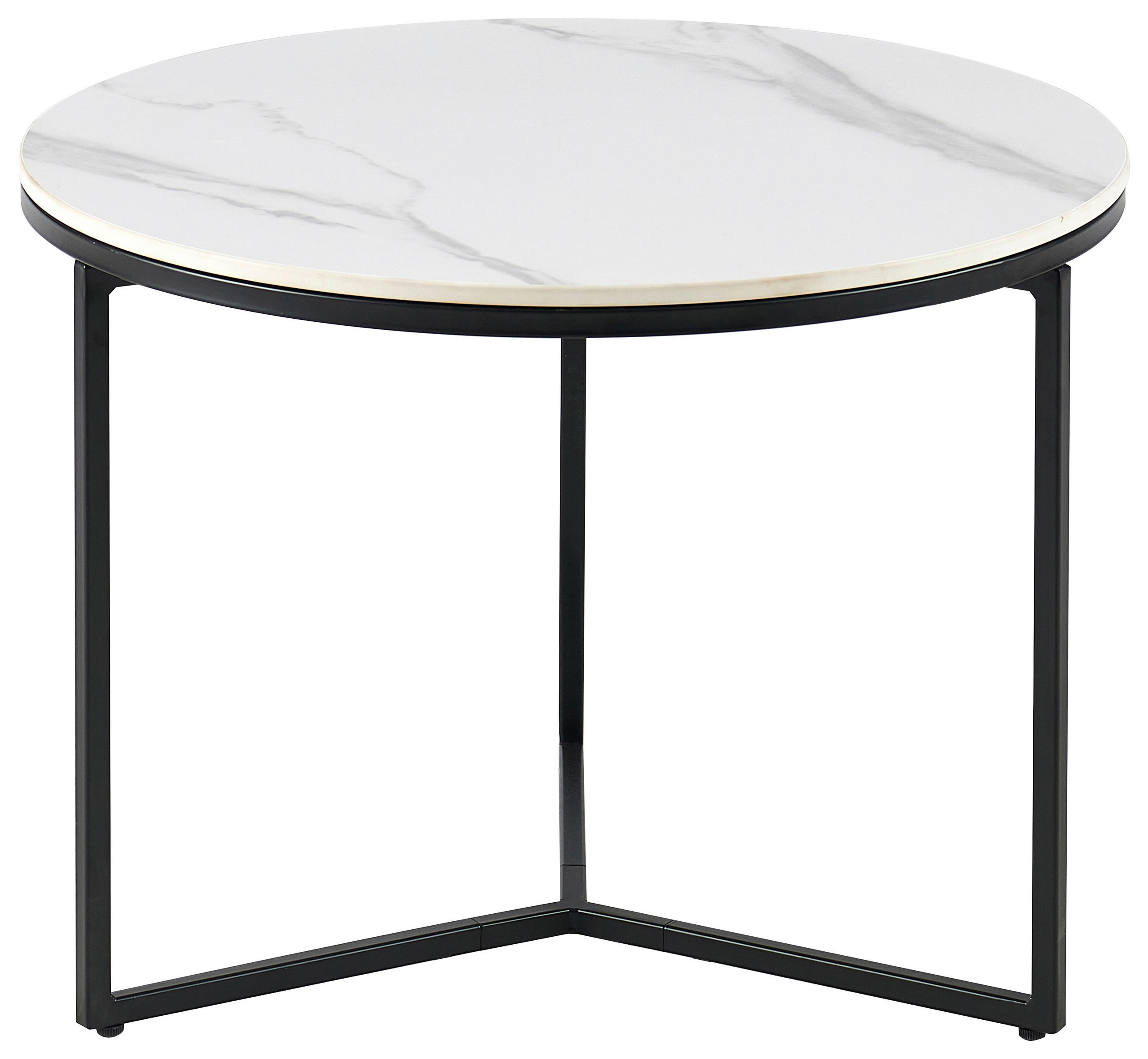 BEISTELLTISCH 60/60/45 cm Schwarz, Weiß rund  - Schwarz/Weiß, Design, Keramik/Metall (60/60/45cm) - Livetastic