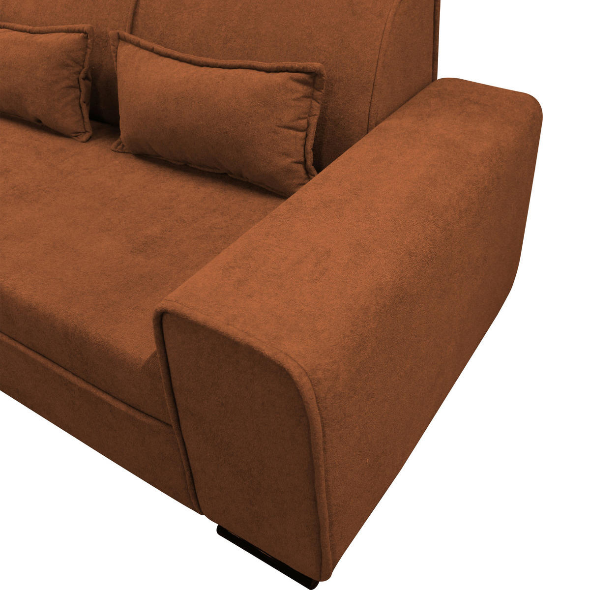 ECKSOFA in Struktur, Bouclé Rostfarben  - Rostfarben/Schwarz, Design, Kunststoff/Textil (175/270cm) - MID.YOU