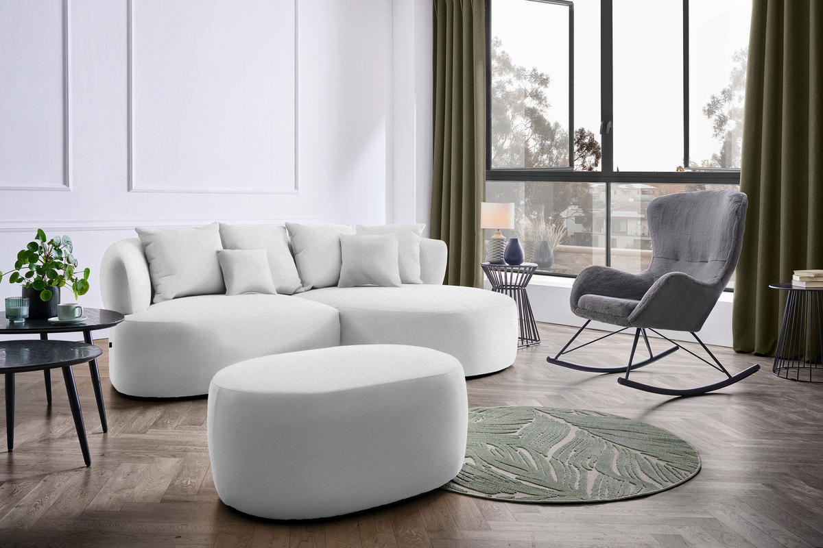 HOCKER in Textil Hellgrau  - Hellgrau/Schwarz, MODERN, Kunststoff/Textil (88/43/66cm) - Hom`in