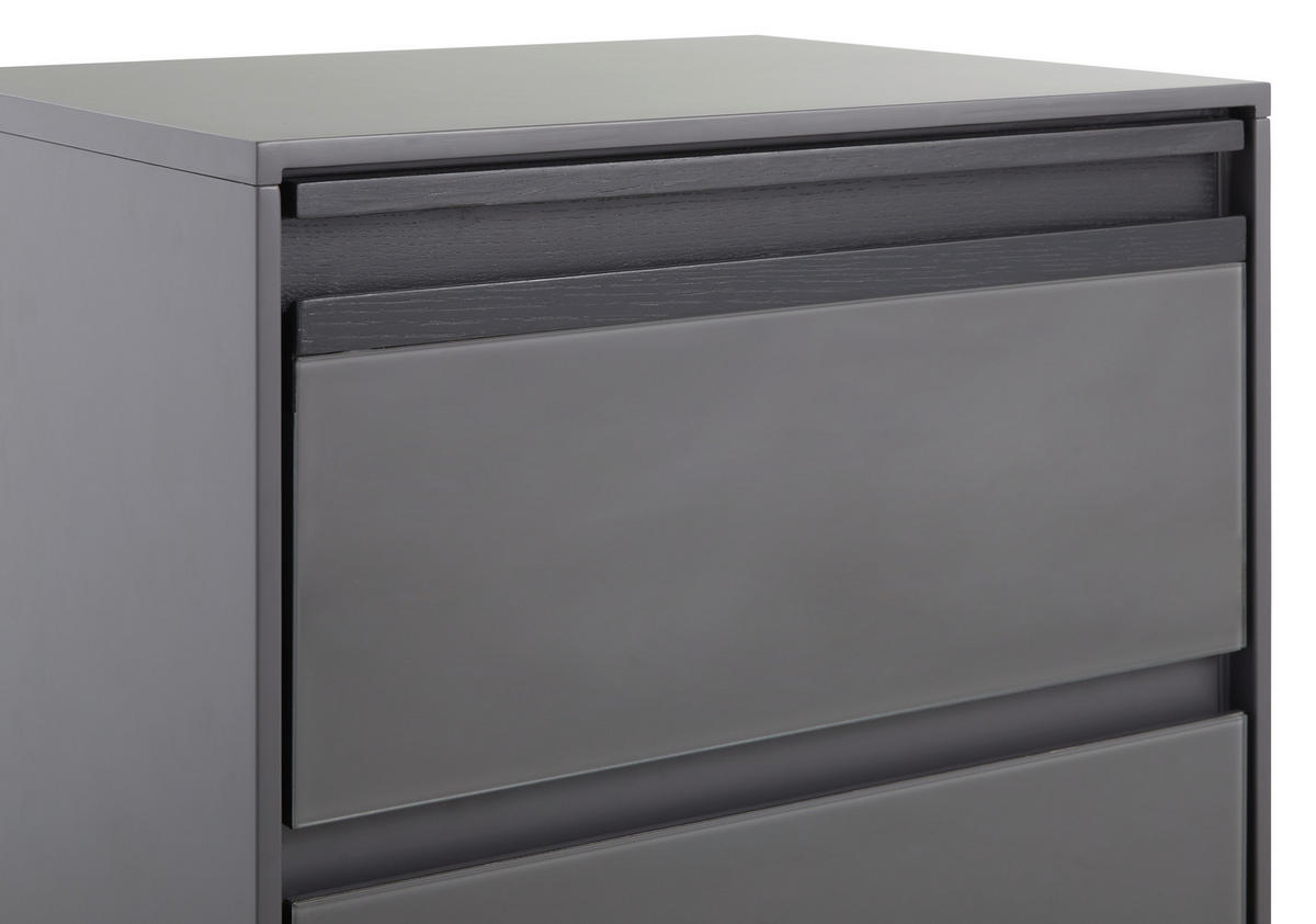 NACHTSCHRANK 50/55/40 cm Eiche massiv  - Dunkelgrau/Grau, MODERN, Glas/Holz (50/55/40cm) - MID.YOU