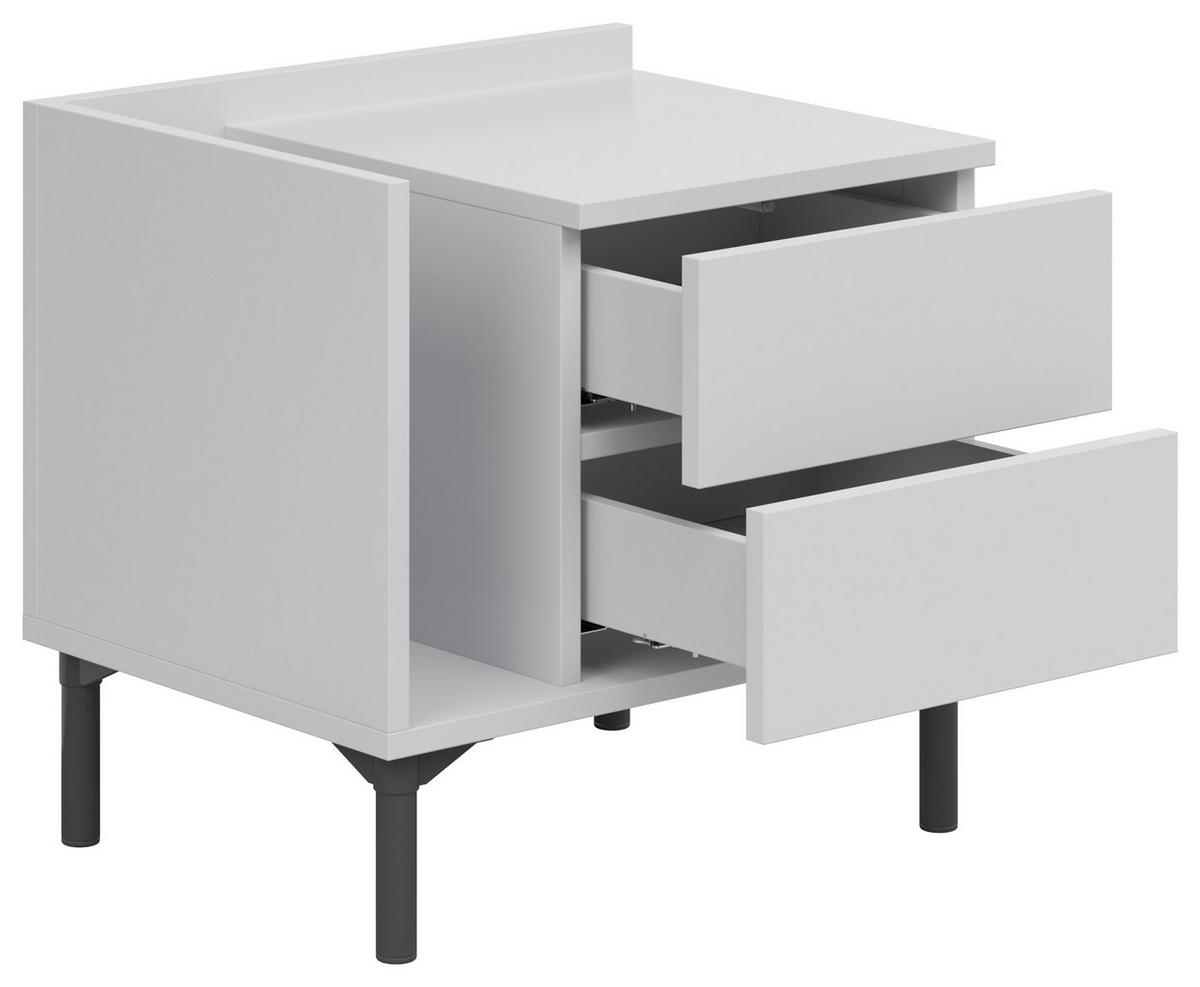 NACHTKÄSTCHEN 50/48/38 cm  in Hellgrau  - Hellgrau/Graphitfarben, Design, Holzwerkstoff/Kunststoff (50/48/38cm) - Lomoco