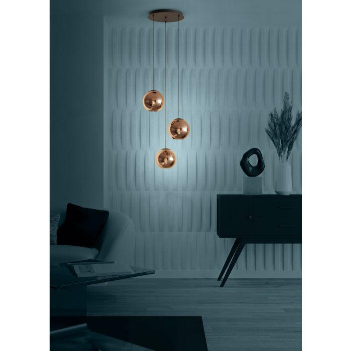 HÄNGELEUCHTE Cordoba 45,5/150 cm   - Schwarz/Kupferfarben, Trend, Glas/Metall (45,5/150cm)