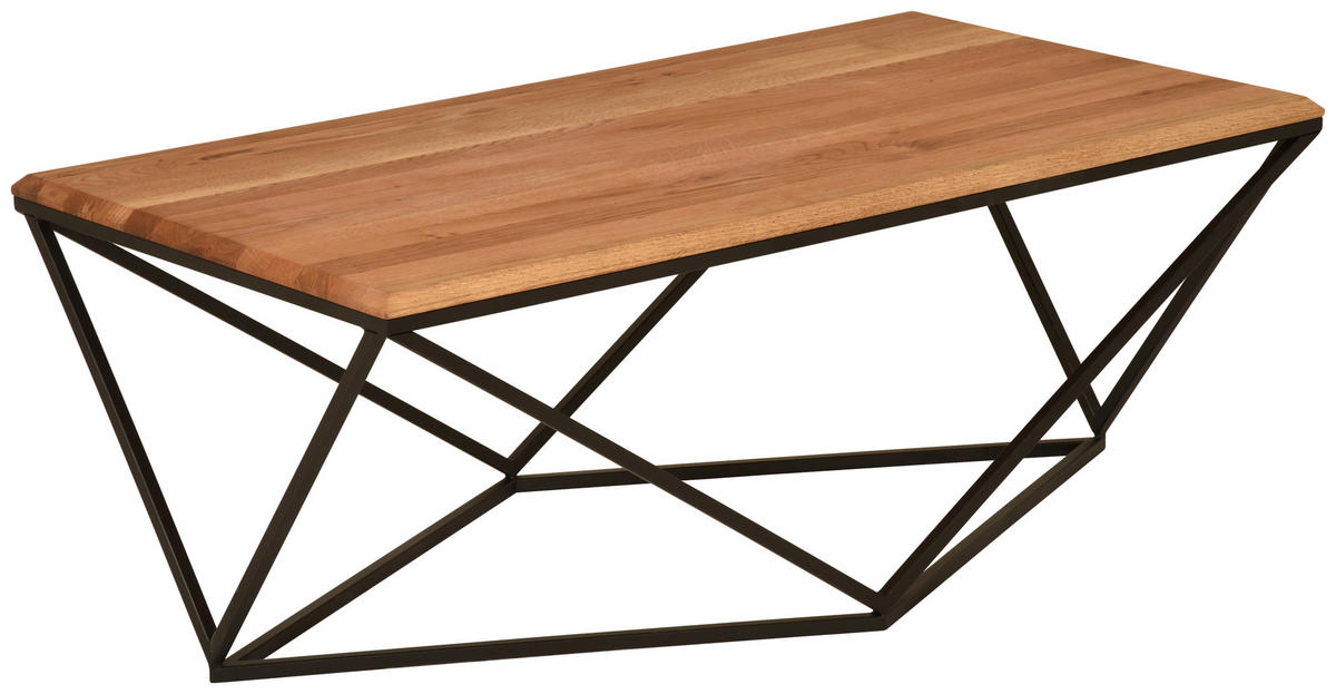 COUCHTISCH Wildeiche massiv 110/60/40 cm rechteckig Schwarz, Wildeiche  - Wildeiche/Schwarz, Trend, Holz/Metall (110/60/40cm) - Boxxx