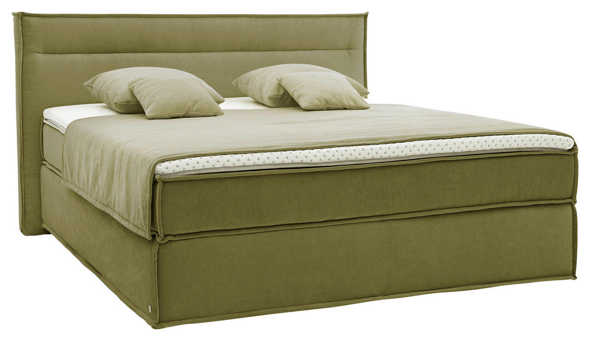 BOXSPRINGBETT 200/200 cm  in Hellgrün  - Schwarz/Hellgrün, Design, Textil (200/200cm) - Musterring