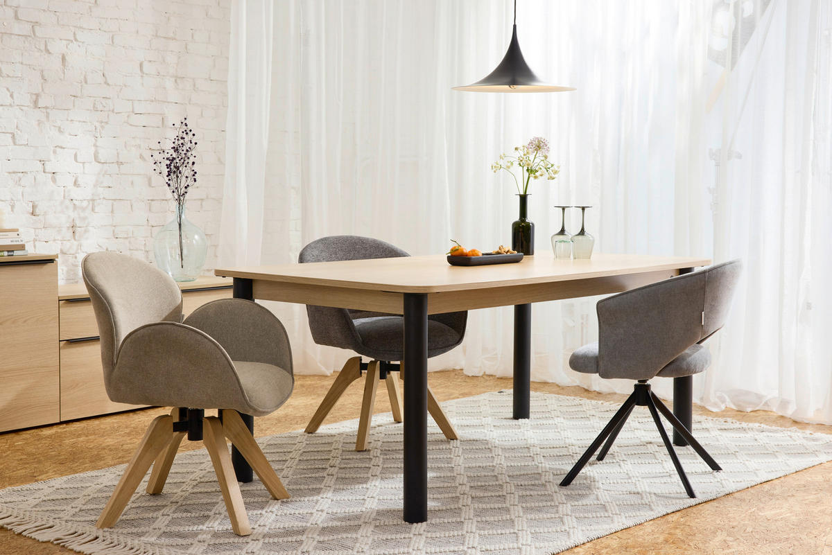 ESSTISCH in Metall, Holzwerkstoff 180/100/76 cm   - Hellbraun/Schwarz, Natur, Holzwerkstoff/Metall (180/100/76cm) - Tom Tailor