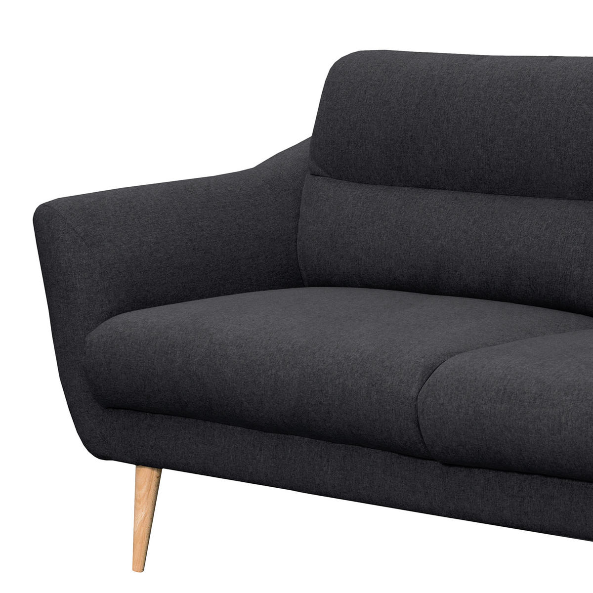 2,5-SITZER Webstoff Anthrazit  - Anthrazit/Buchefarben, Design, Holz/Textil (187/87/88cm) - Livetastic