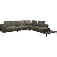 ECKSOFA  in Leinwand Dunkelbraun  318/271 cm  - Dunkelbraun/Schwarz, Design, Textil/Metall (318/271cm) - Belluti