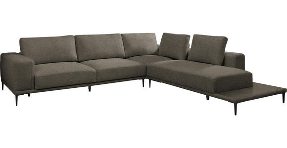 ECKSOFA  in Leinwand Dunkelbraun  318/271 cm  - Dunkelbraun/Schwarz, Design, Textil/Metall (318/271cm) - Belluti