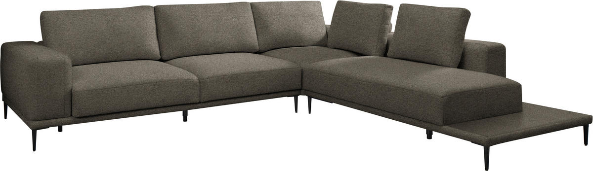 ECKSOFA  in Leinwand Dunkelbraun  318/271 cm  - Dunkelbraun/Schwarz, Design, Textil/Metall (318/271cm) - Belluti