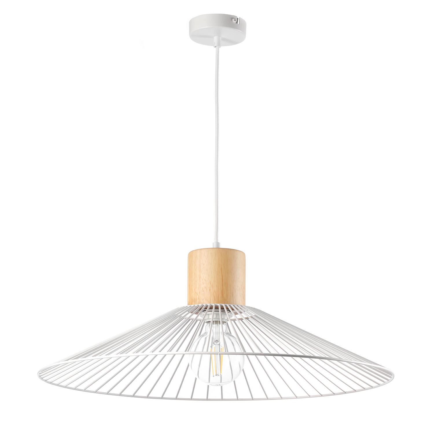 PENDELLEUCHTE 60/60/160 cm  - Hellbraun/Weiß Hochglanz, Basics, Holz/Metall (60/60/160cm)