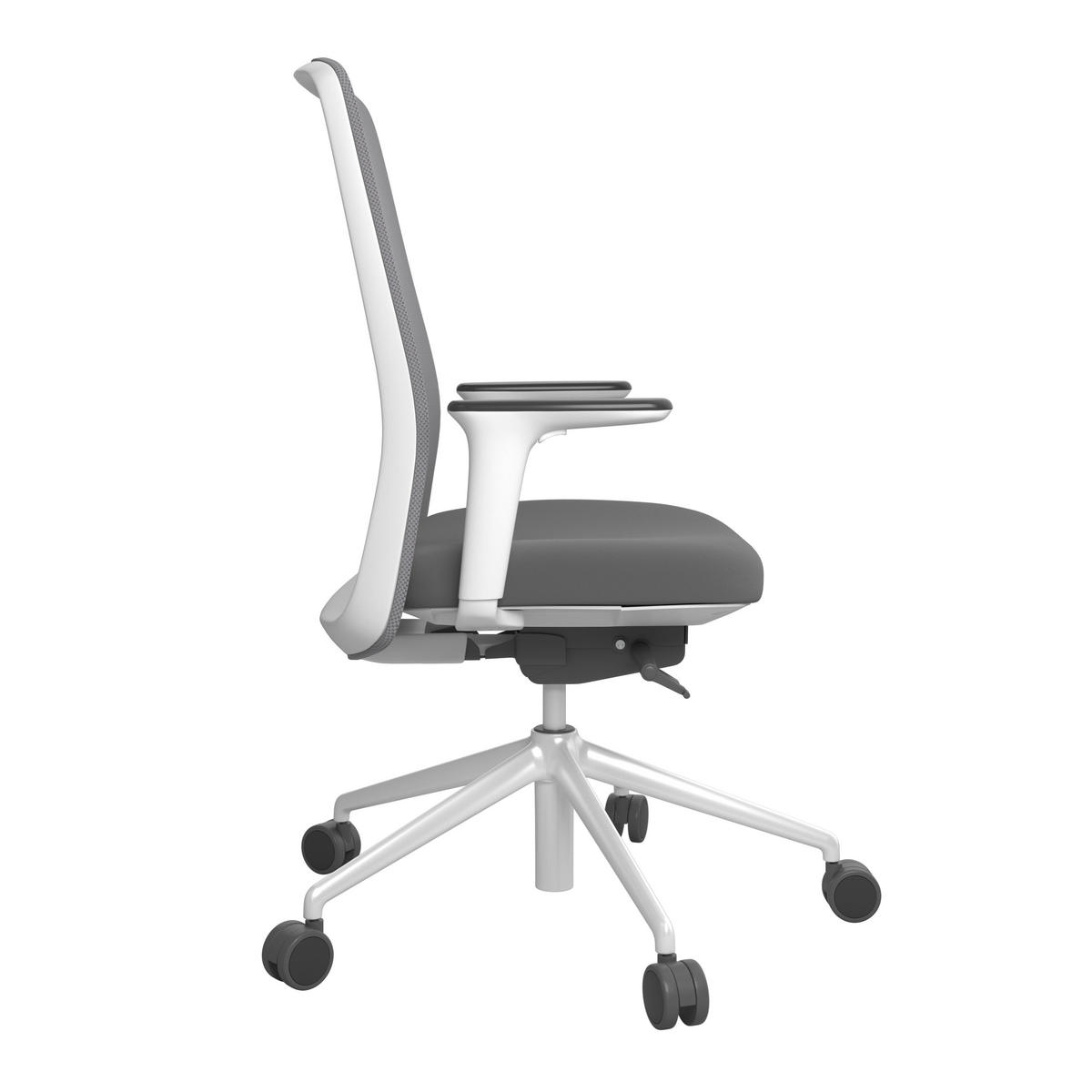 DREHSTUHL Grau, Weiß, Dunkelgrau  - Dunkelgrau/Weiß, MODERN, Leder/Kunststoff (70/103-115/70cm)