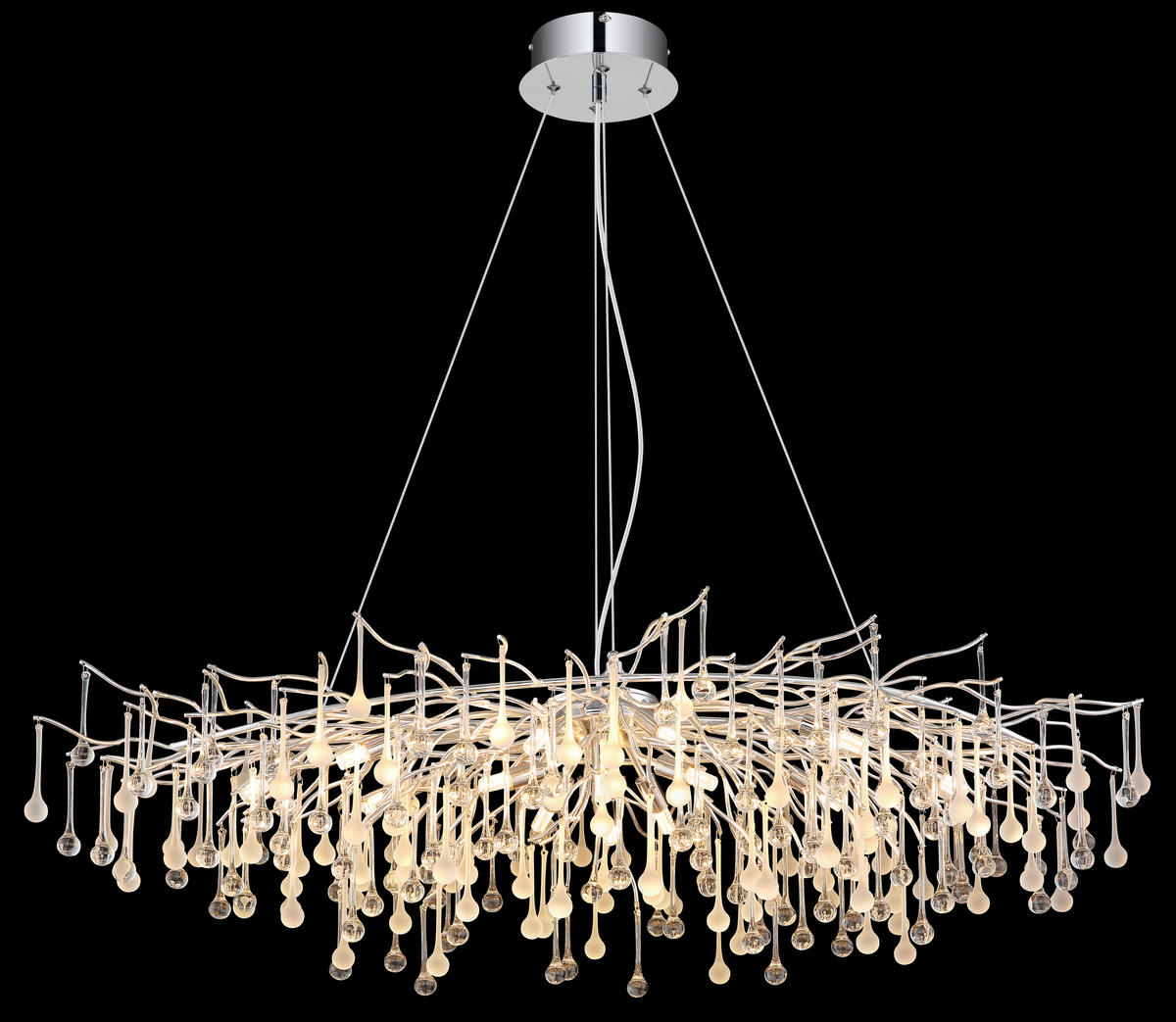 LED-HÄNGELEUCHTE Maxine 120/52/150 cm   - Klar/Chromfarben, Design, Glas/Metall (120/52/150cm) - Globo