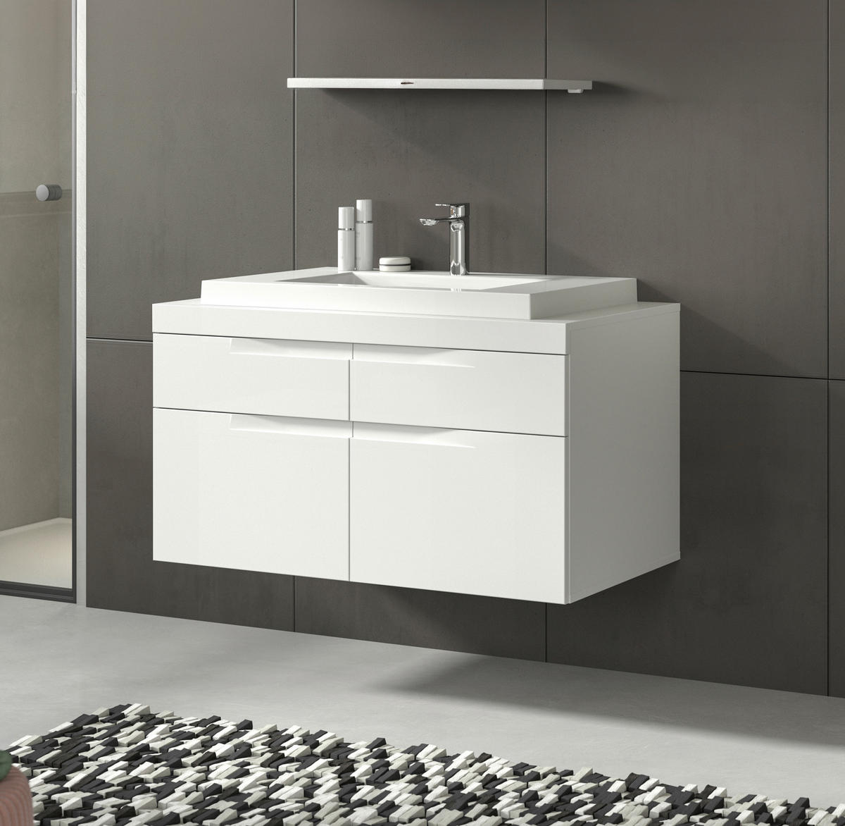TVÄTTSTÄLL MED KOMMOD 100 cm  - vit, Trend, trämaterial/sten (100cm) - MID.YOU
