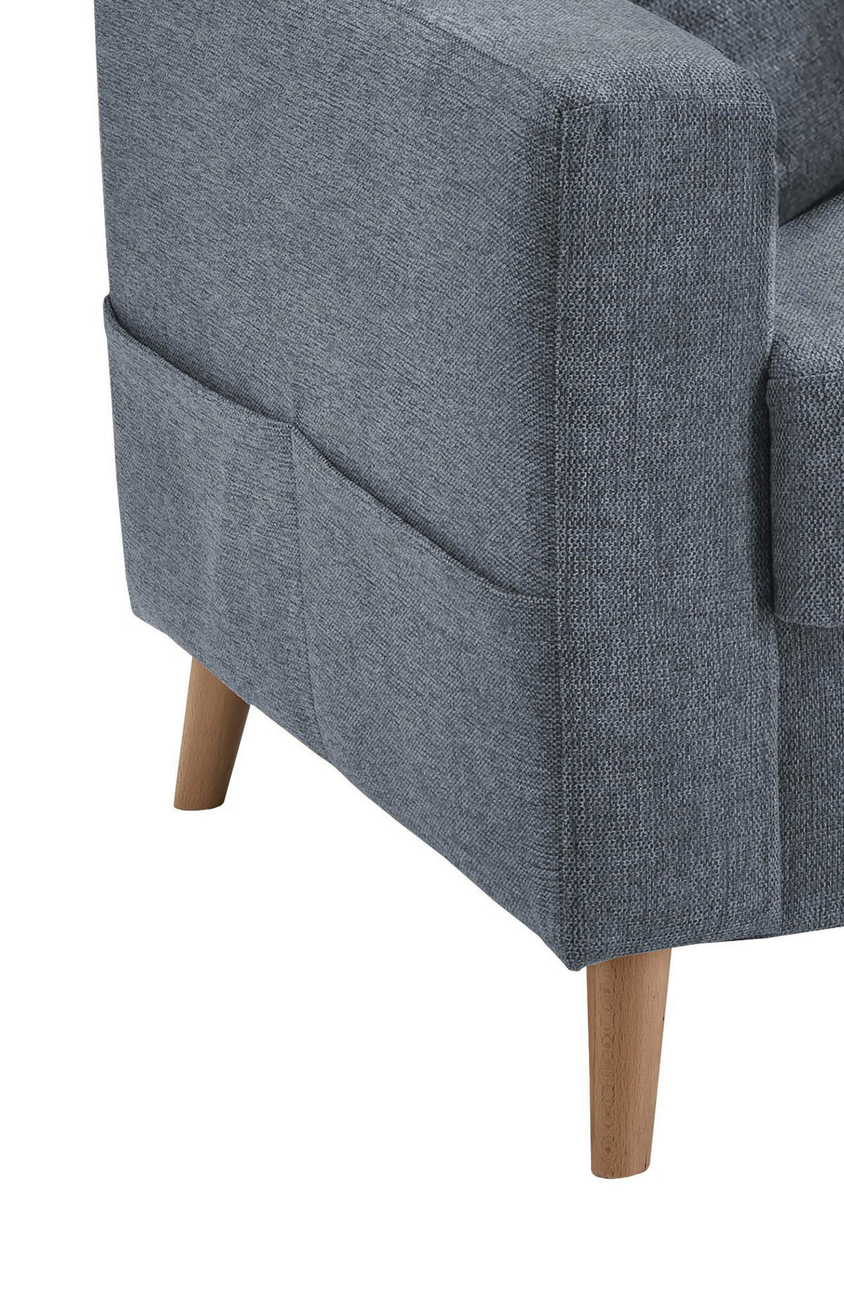 ECKSOFA Blau Struktur  - Blau/Naturfarben, KONVENTIONELL, Holz/Textil (230/200cm) - P & B