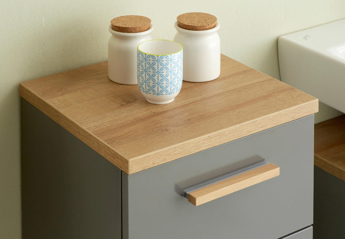 UNTERSCHRANK 35,5/89,5/33 cm   - Eichefarben/Grau, Design, Glas/Holzwerkstoff (35,5/89,5/33cm) - Xora
