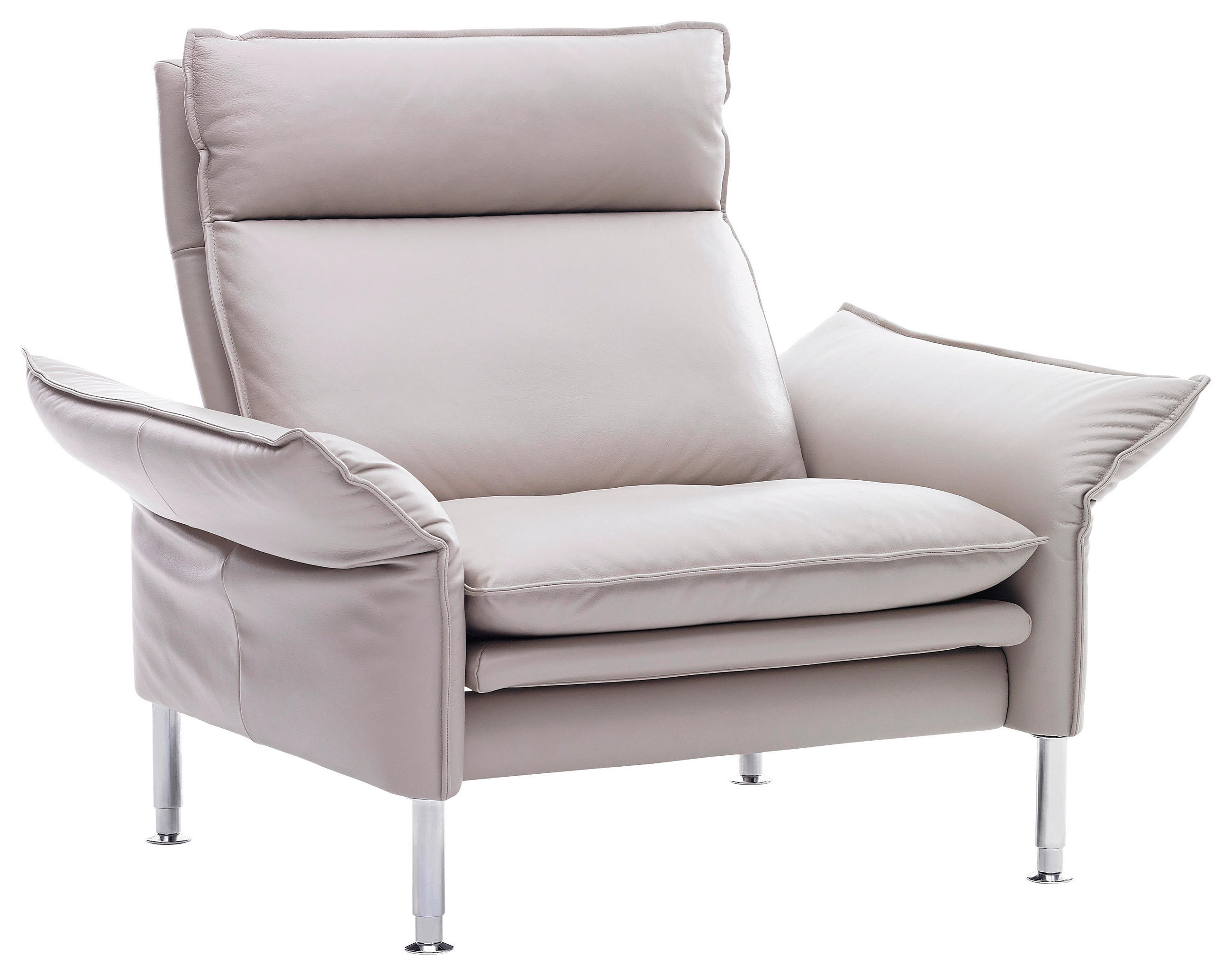 SESSEL Echtleder Beige - Chromfarben/Beige, KONVENTIONELL, Leder/Metall (88/93/88cm) - Erpo