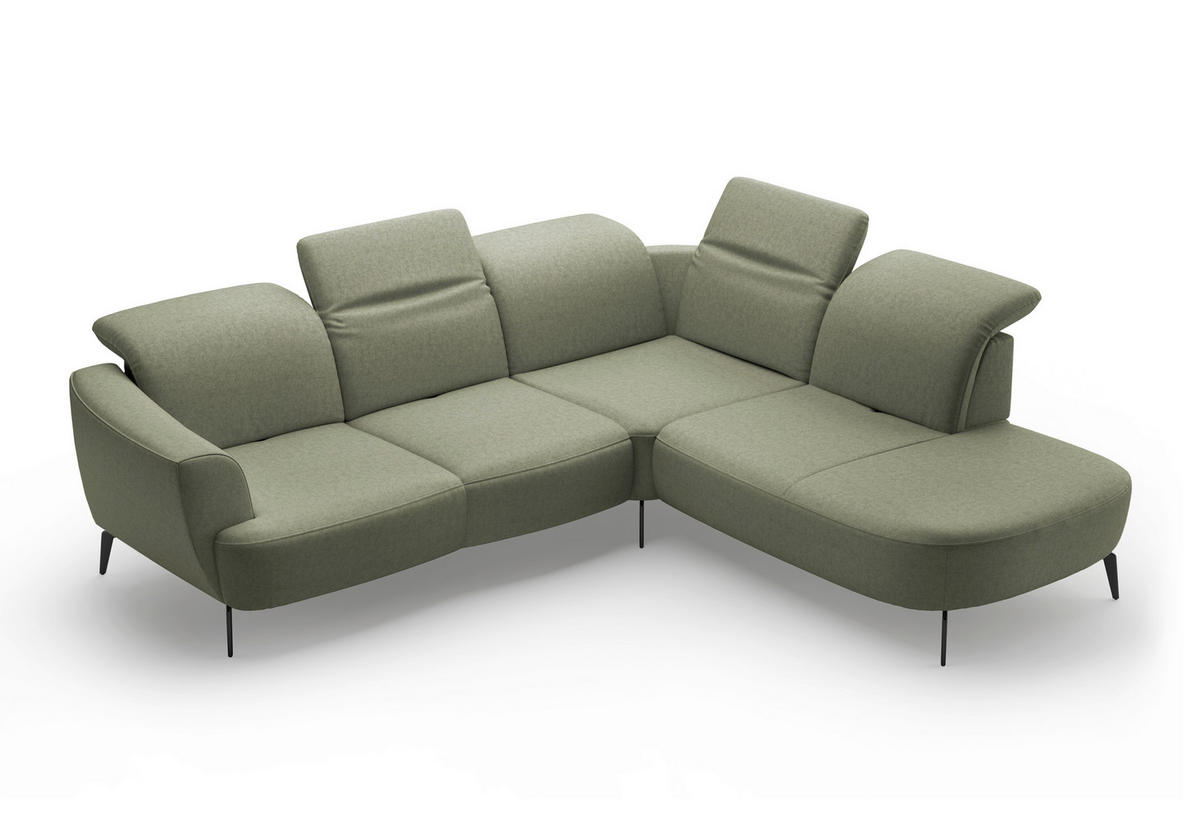 ECKSOFA in Flachgewebe Olivgrün  300/267 cm  - Schwarz/Olivgrün, KONVENTIONELL, Textil/Metall (300/267cm) - Sit & More