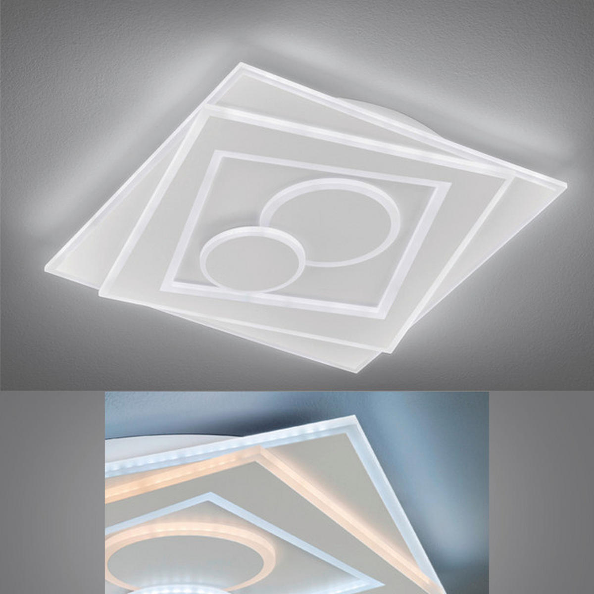 LED-TAKLAMPA Ratio 50,2/50,2 cm  - vit, Design, metall (50,2/50,2cm) - Fischer & Honsel