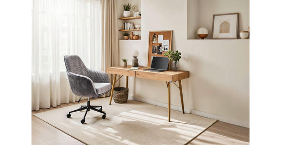 SCHREIBTISCH 140/60/75 cm Eichefarben  - Eichefarben, KONVENTIONELL, Holzwerkstoff/Metall (140/60/75cm) - Novel