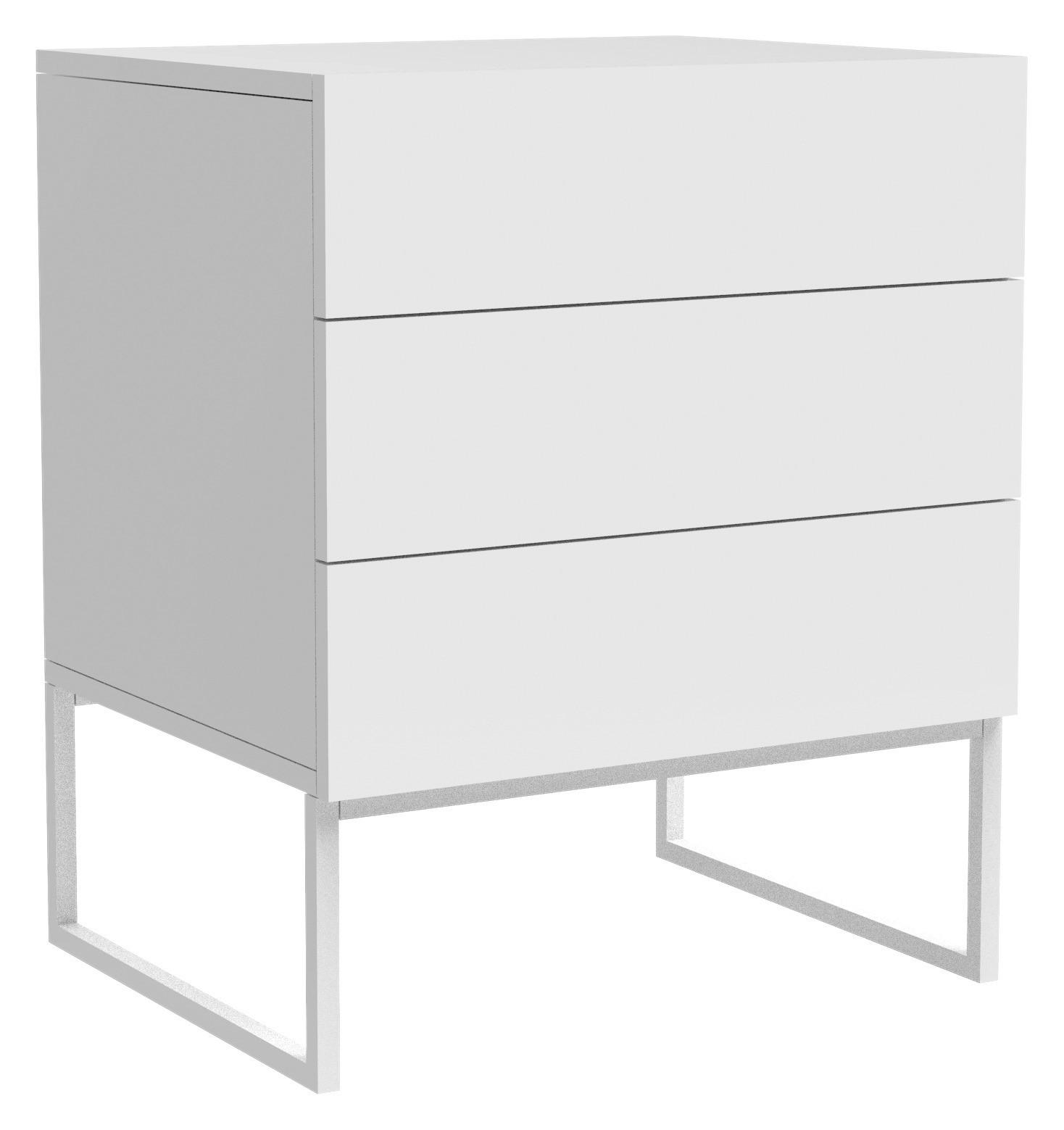 NACHTKÄSTCHEN 48/60/40 cm  in Weiß  - Weiß, MODERN, Holzwerkstoff/Metall (48/60/40cm) - Livetastic