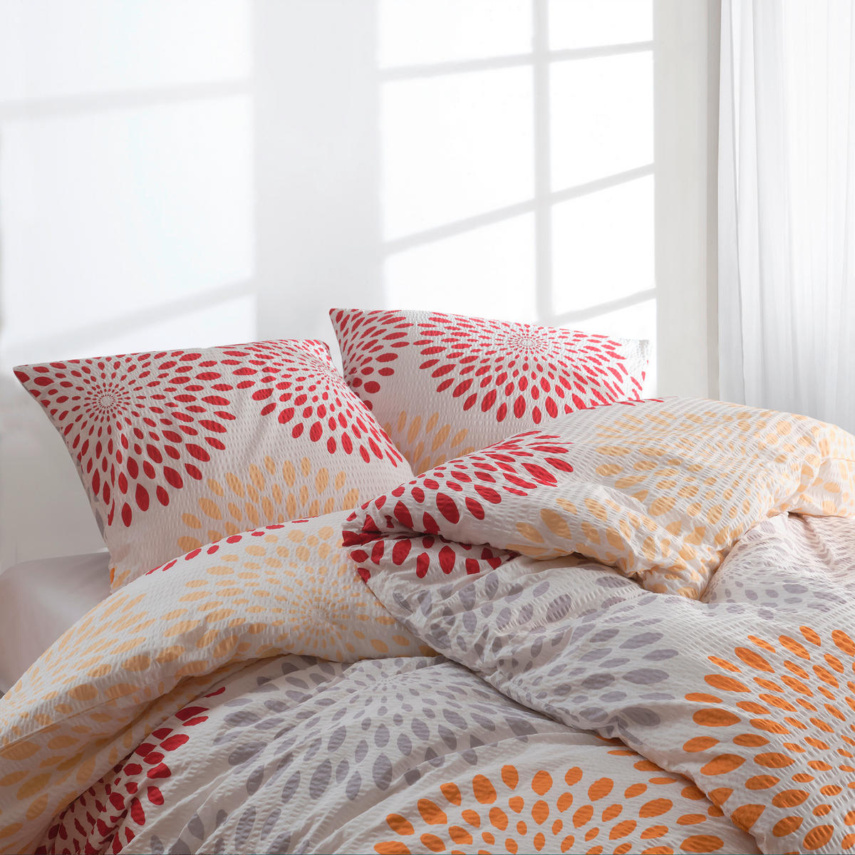 BETTWÄSCHE Seersucker 140/220 cm  - Orange, Basics, Textil (140/220cm) - Florella