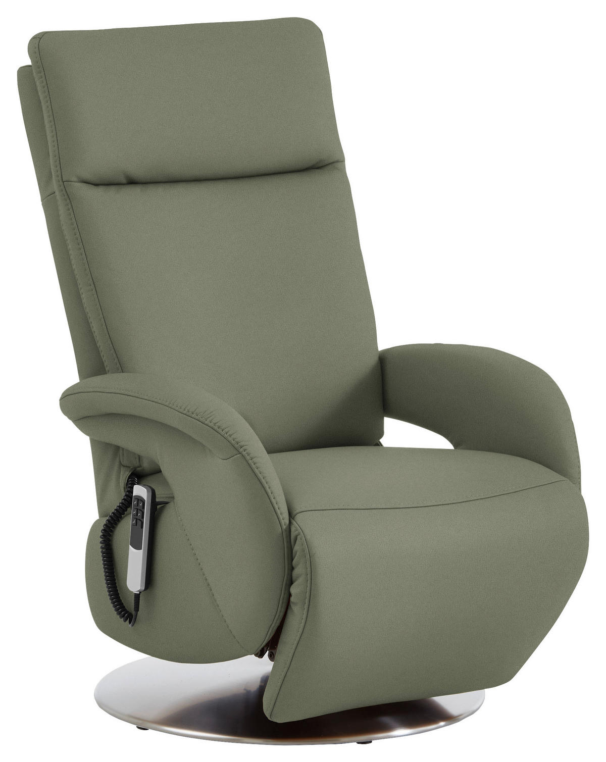 RELAXSESSEL in Leder Grün  - Edelstahlfarben/Grün, Design, Leder/Metall (70/108/80cm) - Cantus