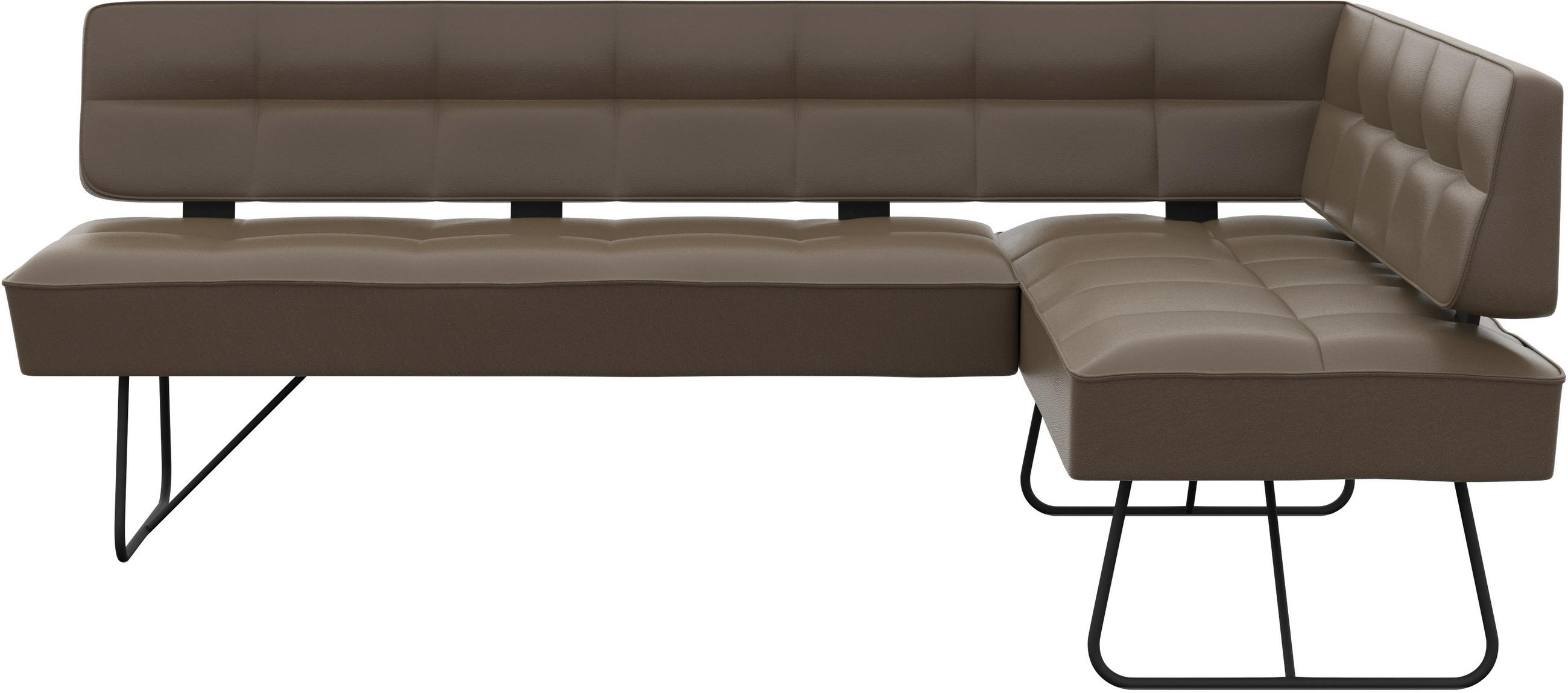 ECKBANK 207/165 cm Echtleder Grau   - Schwarz/Grau, Design, Leder/Metall (207/165cm) - Moderano