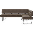 ECKBANK 227/165 cm  in Grau  - Schwarz/Grau, Design, Leder/Metall (227/165cm) - Moderano